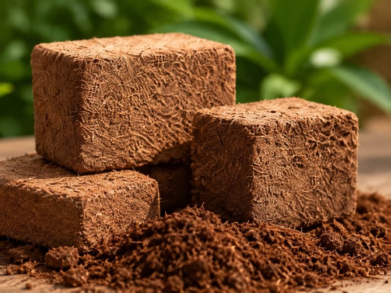 Compressed coco media blocks with loose coconut coir