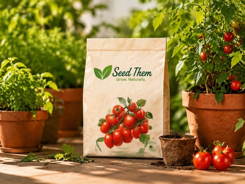 Seed Them tomato growing kit in a balcony garden